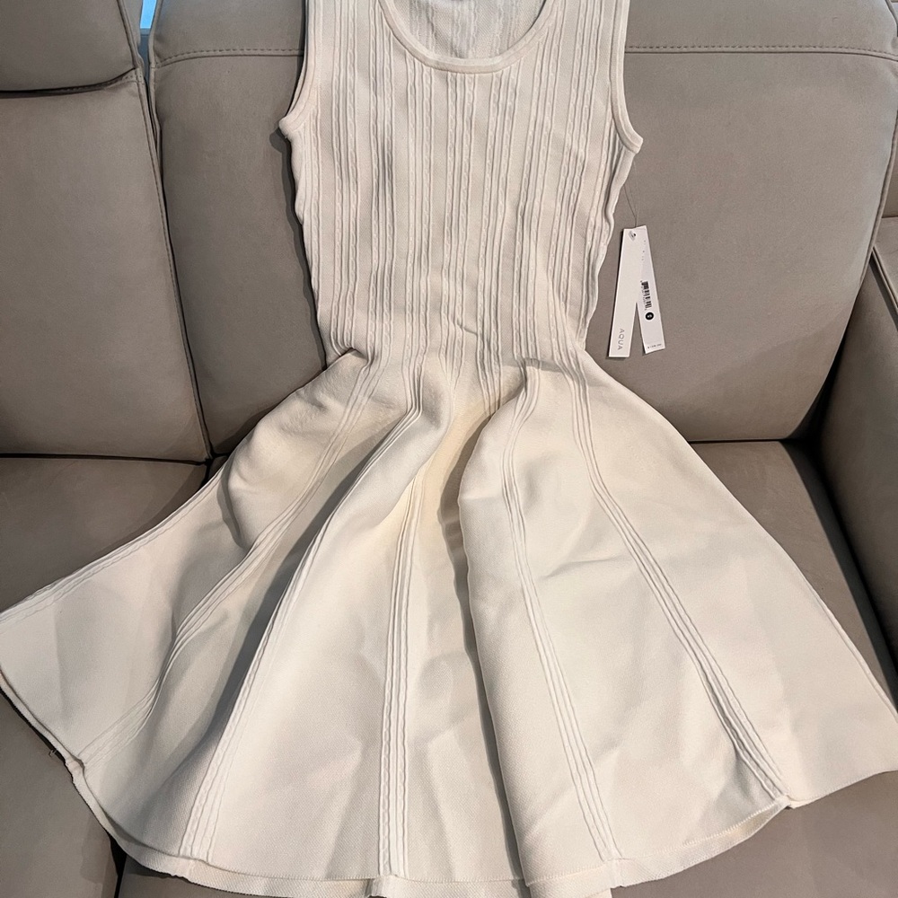 Aqua Textured White Knit Top